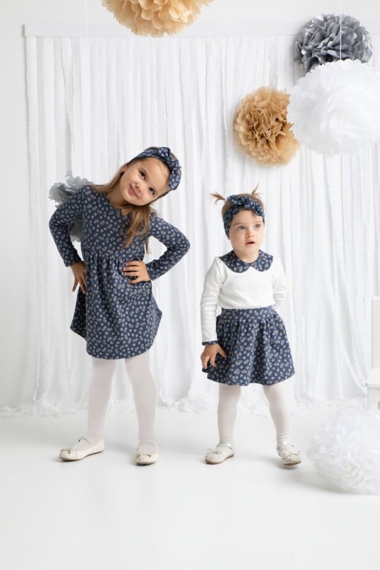 Sukienka dziewczęca z długim rękawem, granatowa, Nicol