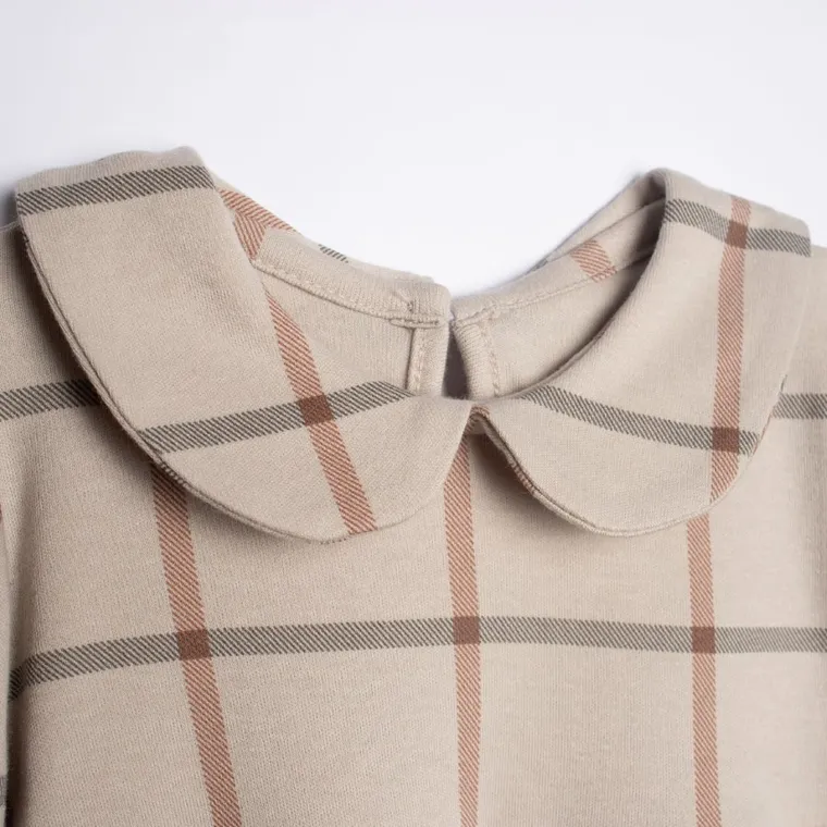 Sukienka dziewczęca z krótkim rękawem, beżowa, Nicol