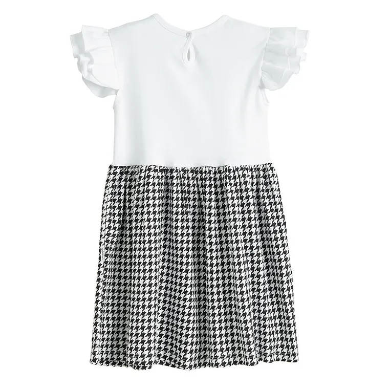 Sukienka dziewczęca z krótkim rękawem, biało-czarna, Nicol