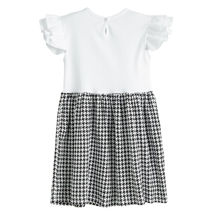 Sukienka dziewczęca z krótkim rękawem, biało-czarna, Nicol