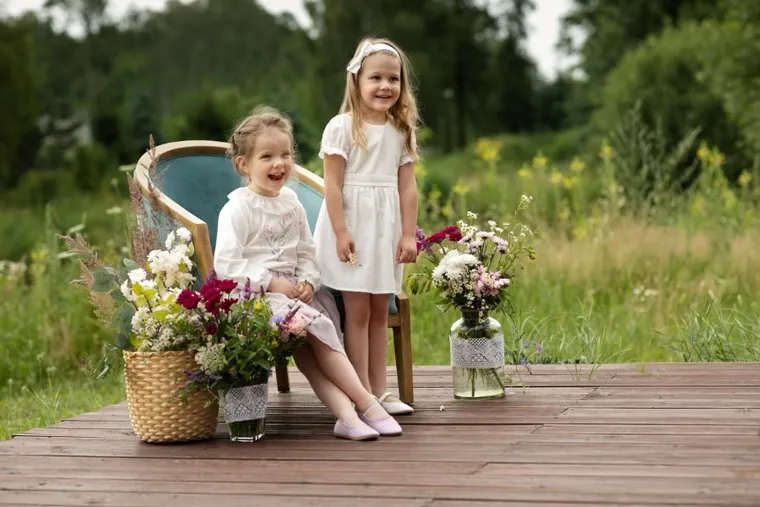 Sukienka dziewczęca z krótkim rękawem, ecru, Charlotte, Pinokio