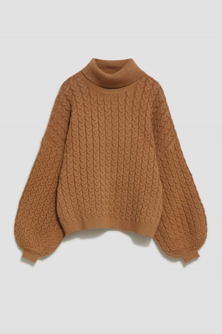 Sweter damski, beżowy, Moodo