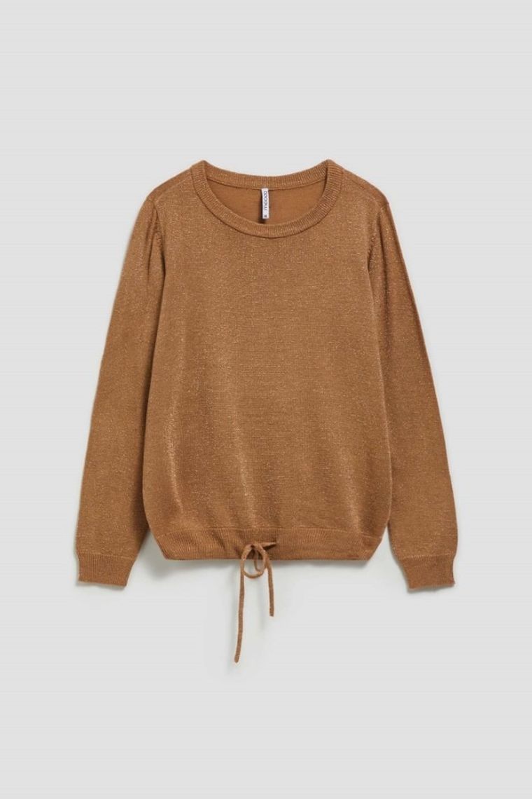 Sweter damski, beżowy, Moodo