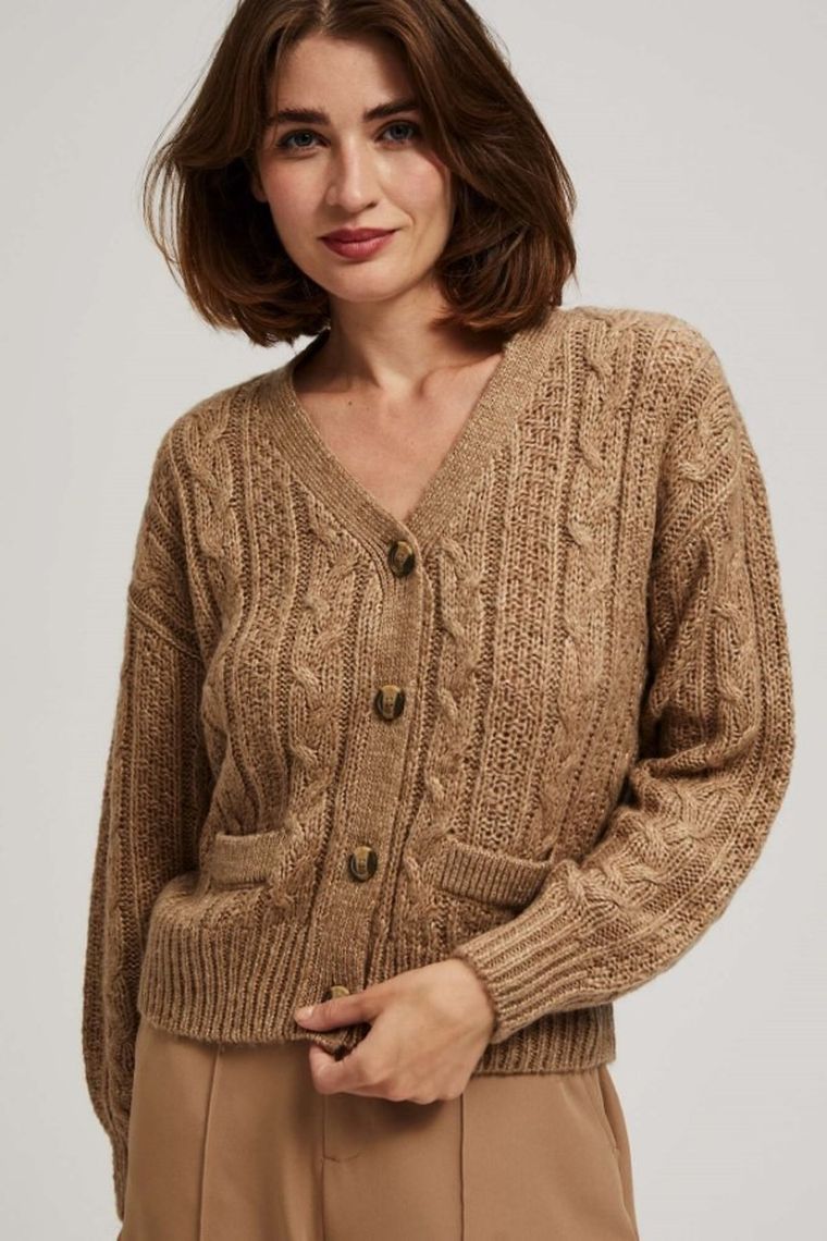 Sweter damski, beżowy, Moodo