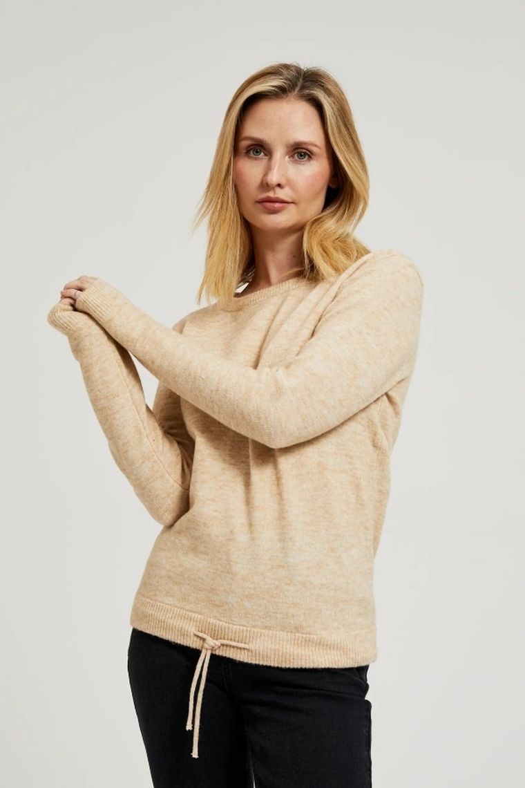 Sweter damski, beżowy, Moodo