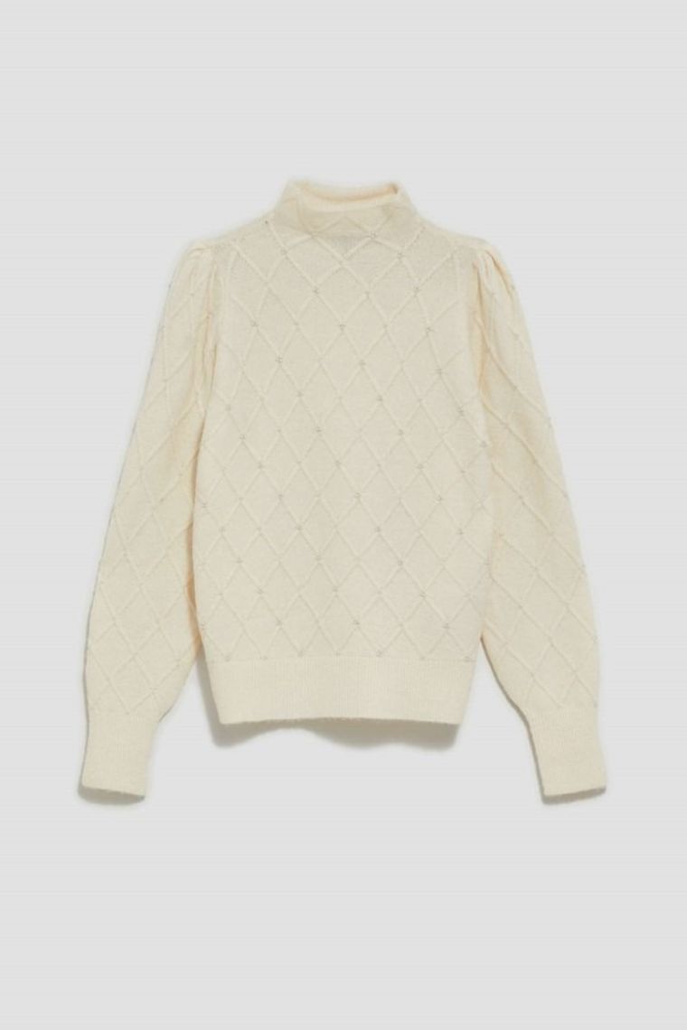 Sweter damski, biały, Moodo