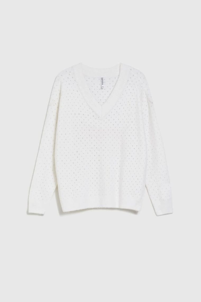 Sweter damski, biały, Moodo