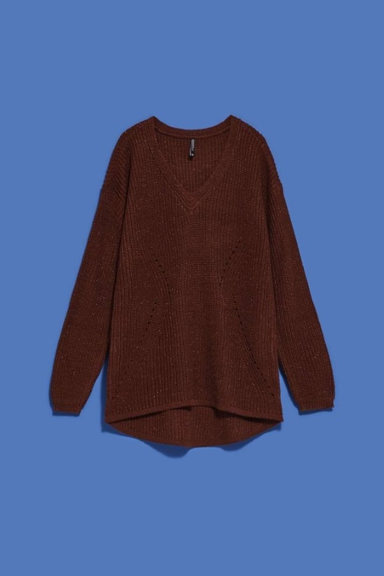 Sweter damski, brązowy, Moodo