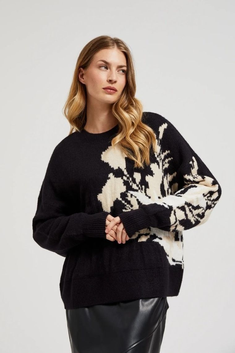 Sweter damski, czarny, Moodo