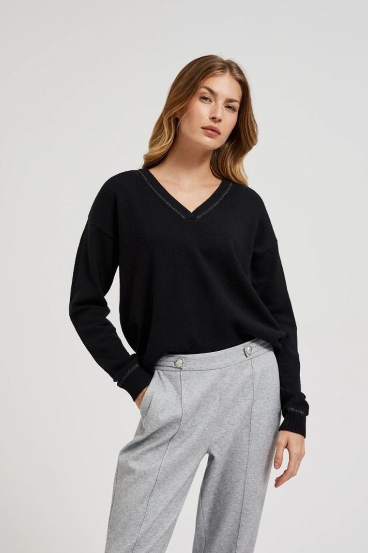 Sweter damski, czarny, Moodo