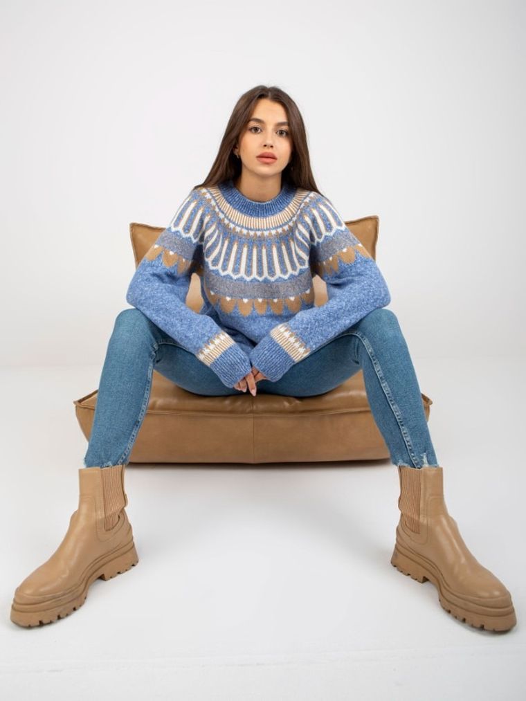 Sweter damski, niebieski, Rue Paris