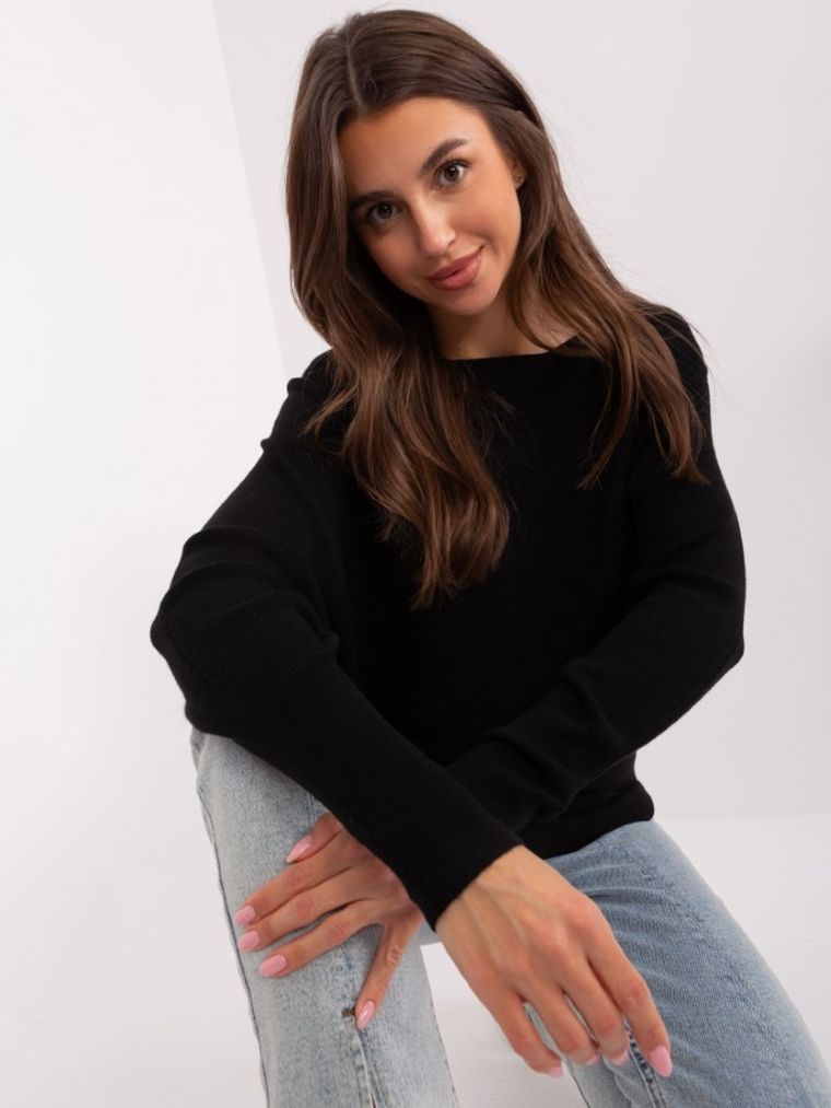Sweter damski, oversize, czarny, P-M
