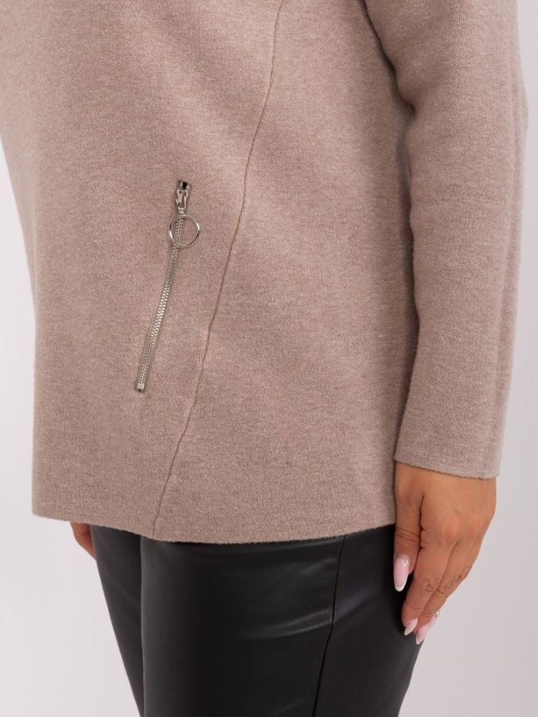 Sweter damski, plus size, beżowy, P-M