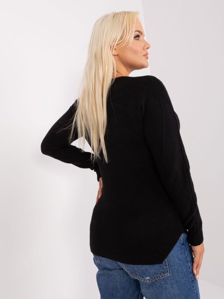 Sweter damski, plus size, czarny, P-M