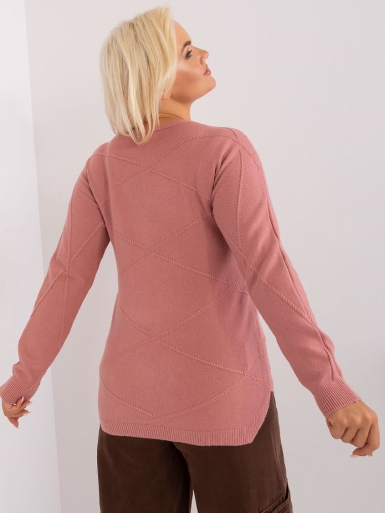 Sweter damski, plus size, różowy, P-M