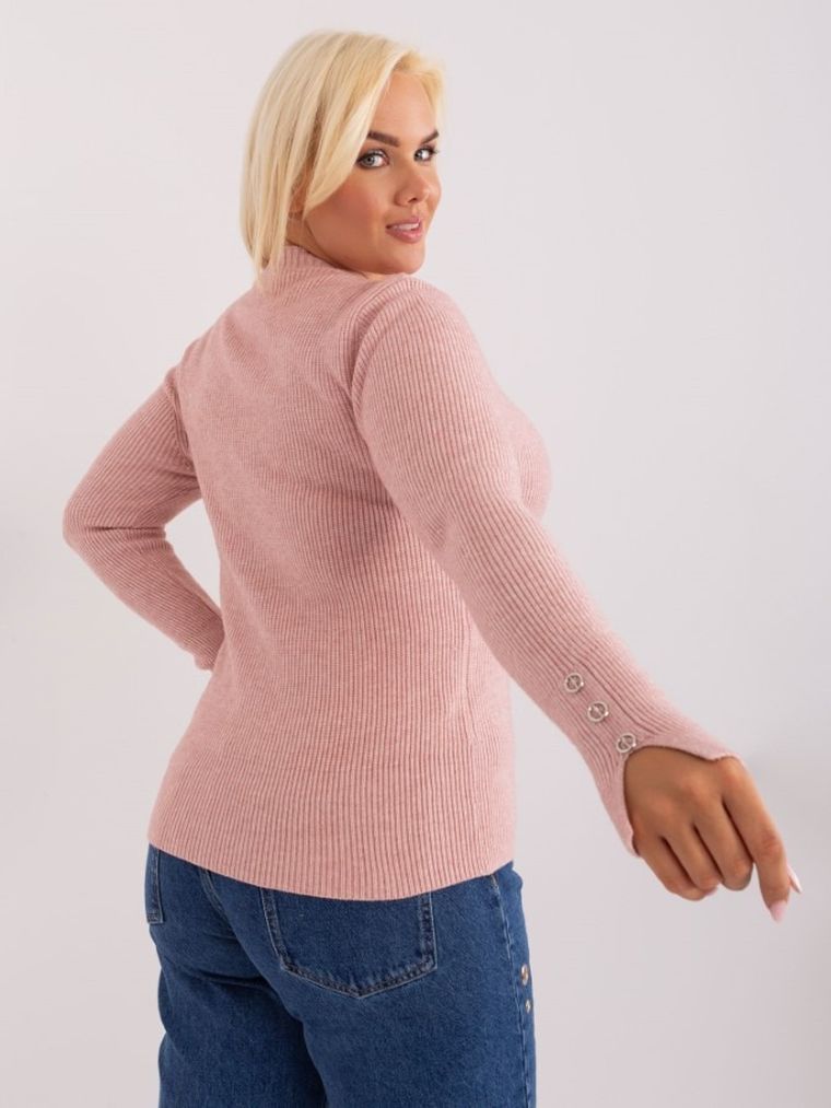 Sweter damski, plus size, różowy, P-M