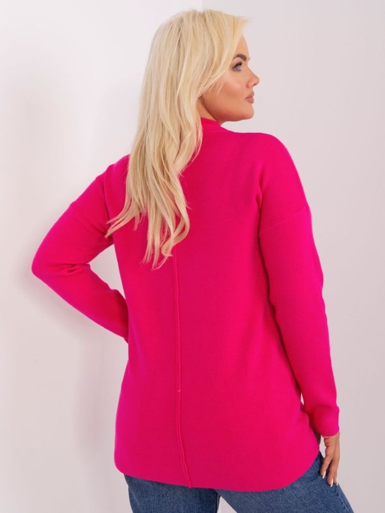 Sweter damski, plus size, różowy, P-M