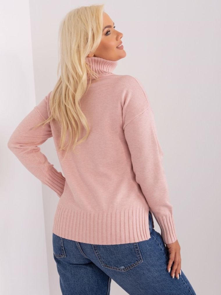 Sweter damski, plus size, różowy, P-M