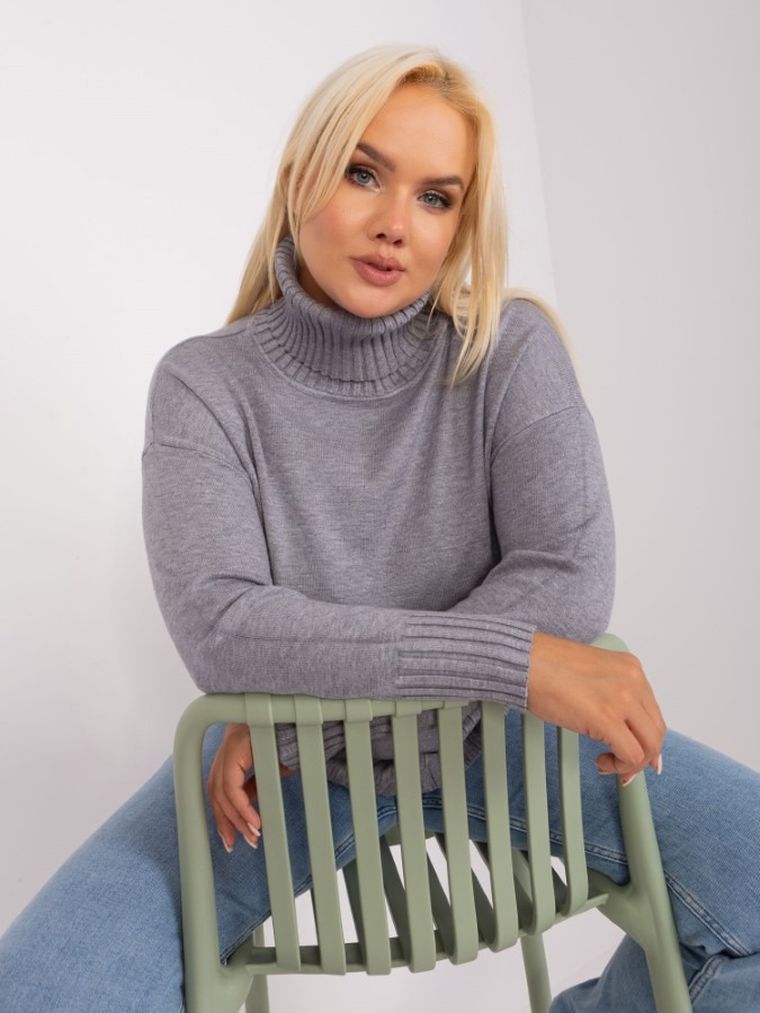 Sweter damski, plus size, szary, P-M