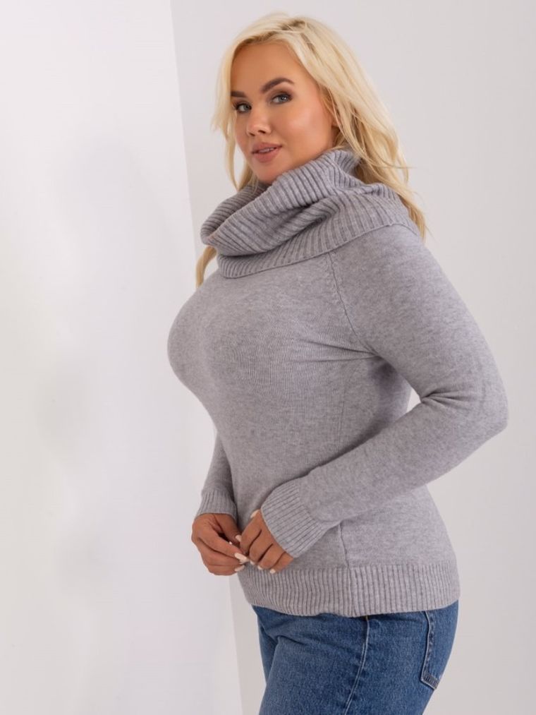 Sweter damski, plus size, szary, P-M
