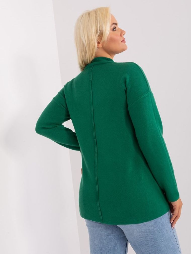 Sweter damski, plus size, zielony, P-M