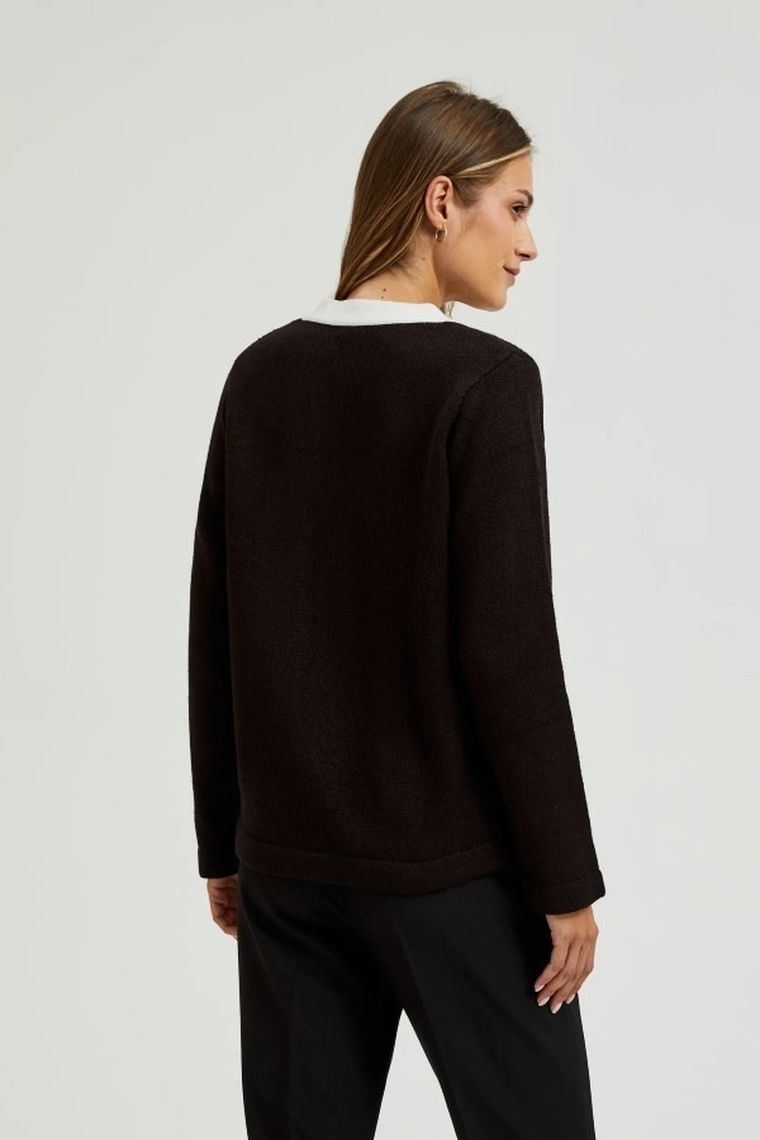 Sweter damski, rozpinany, czarny, Moodo
