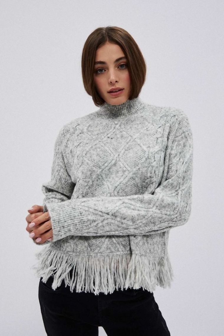 Sweter damski, szary, Moodo