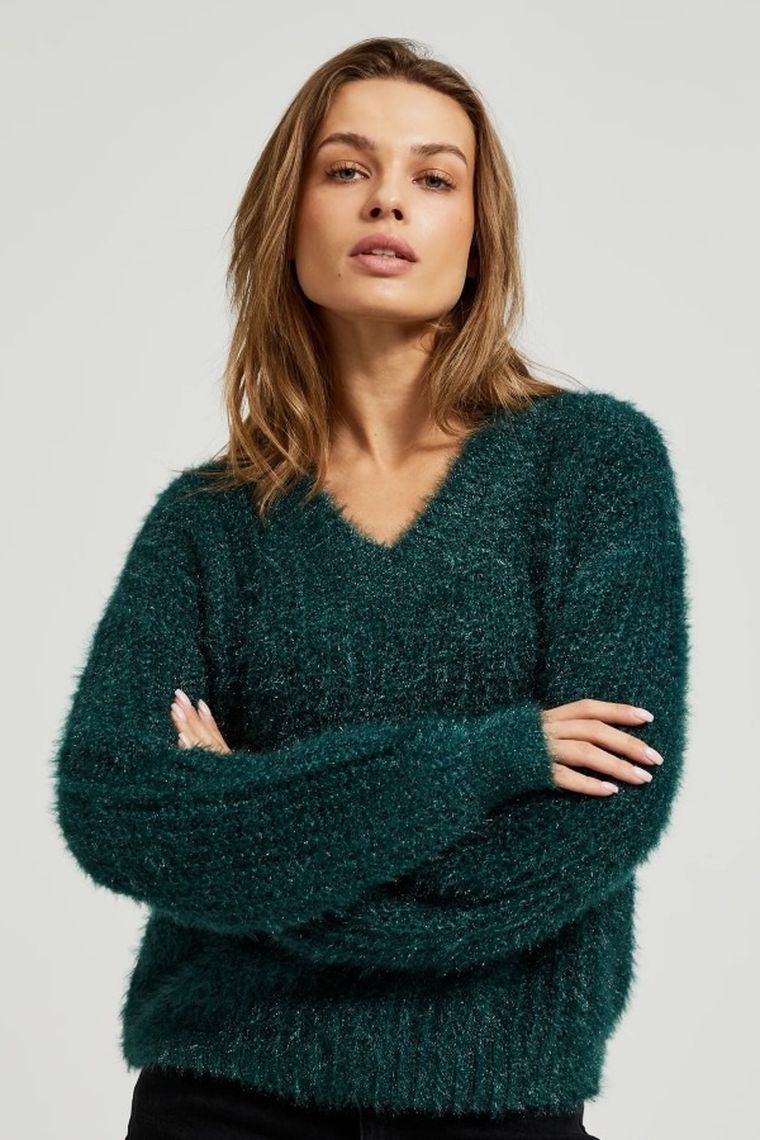 Sweter damski, zielony, Moodo