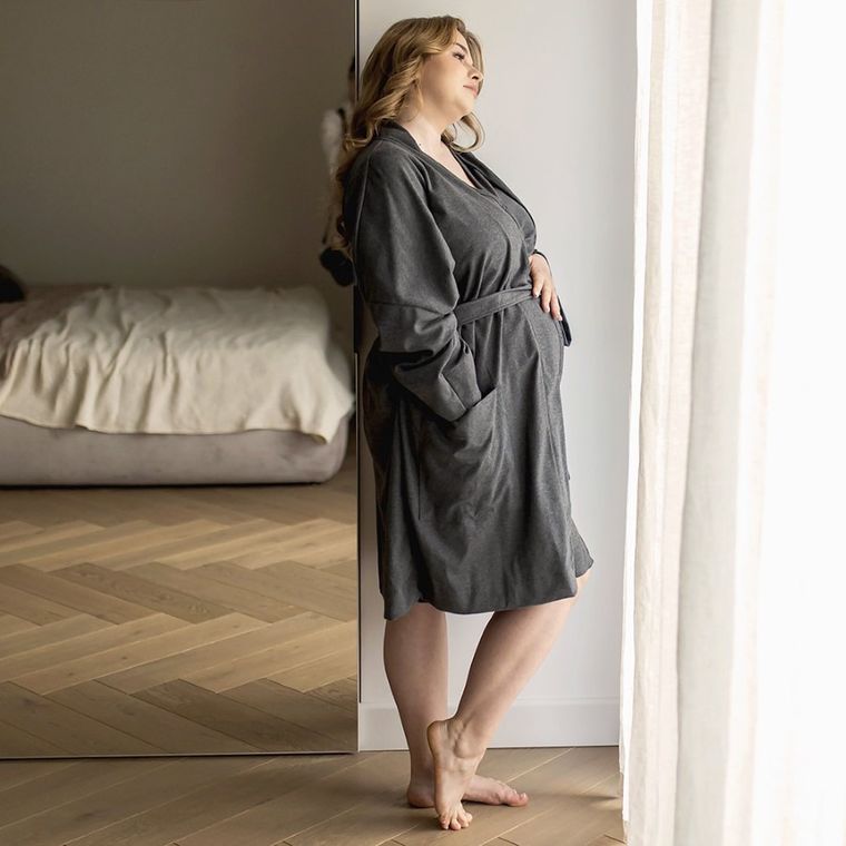 Szlafrok damski, ciążowy, szary, Eevi