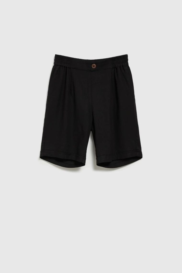 Szorty damskie z lnem, czarne, Moodo