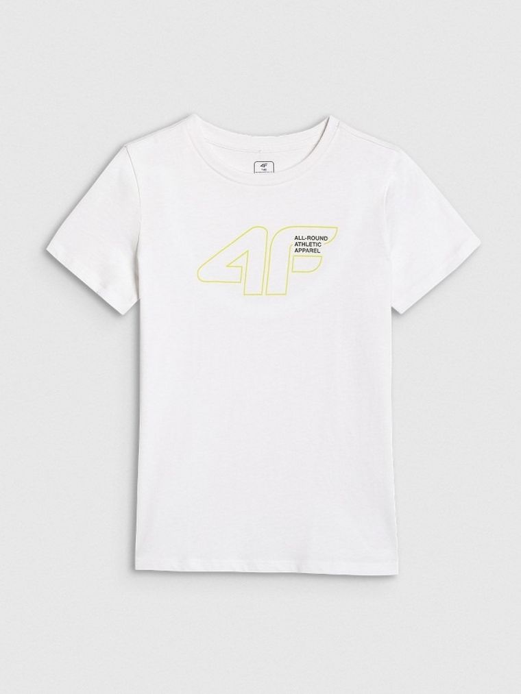 T-shirt chłopięcy, biały, 4F