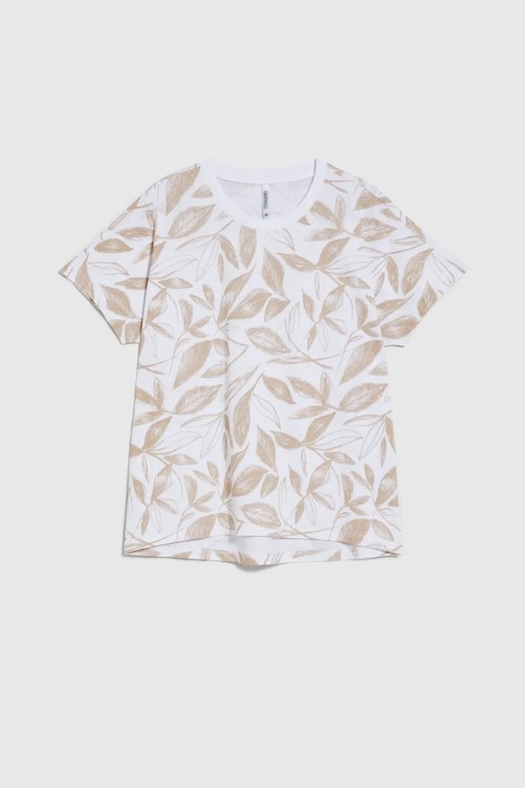 T-shirt damski, beżowy, Moodo