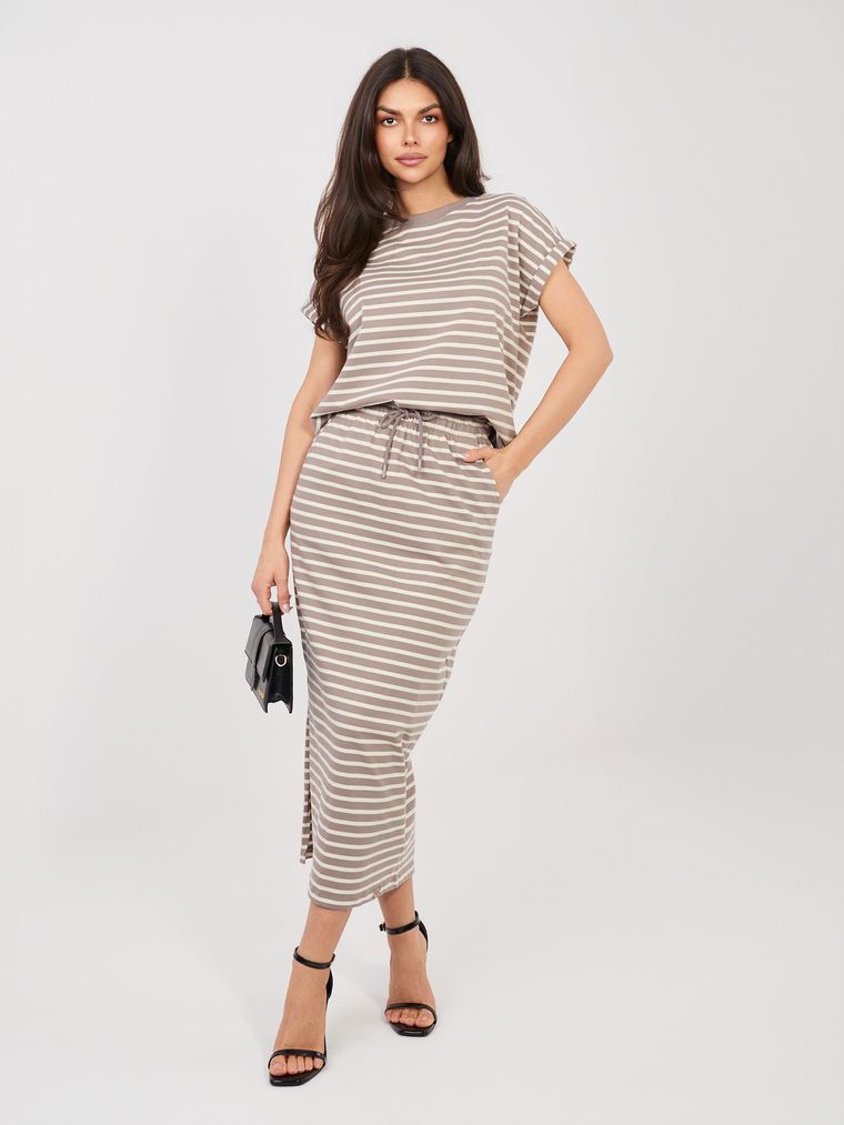 T-shirt damski, beżowy, Sublevel