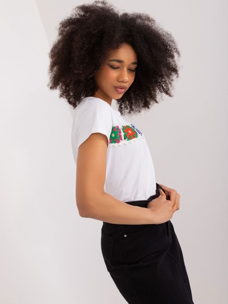 T-shirt damski, biały, Basic Feel Good