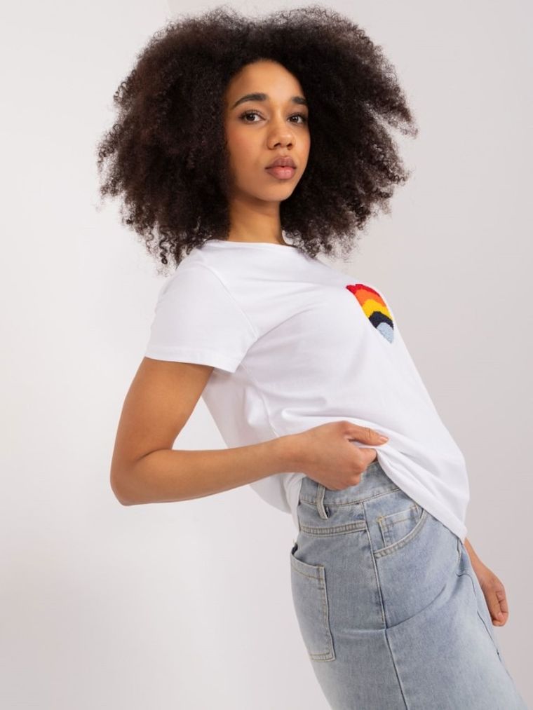 T-shirt damski, biały, Basic Feel Good