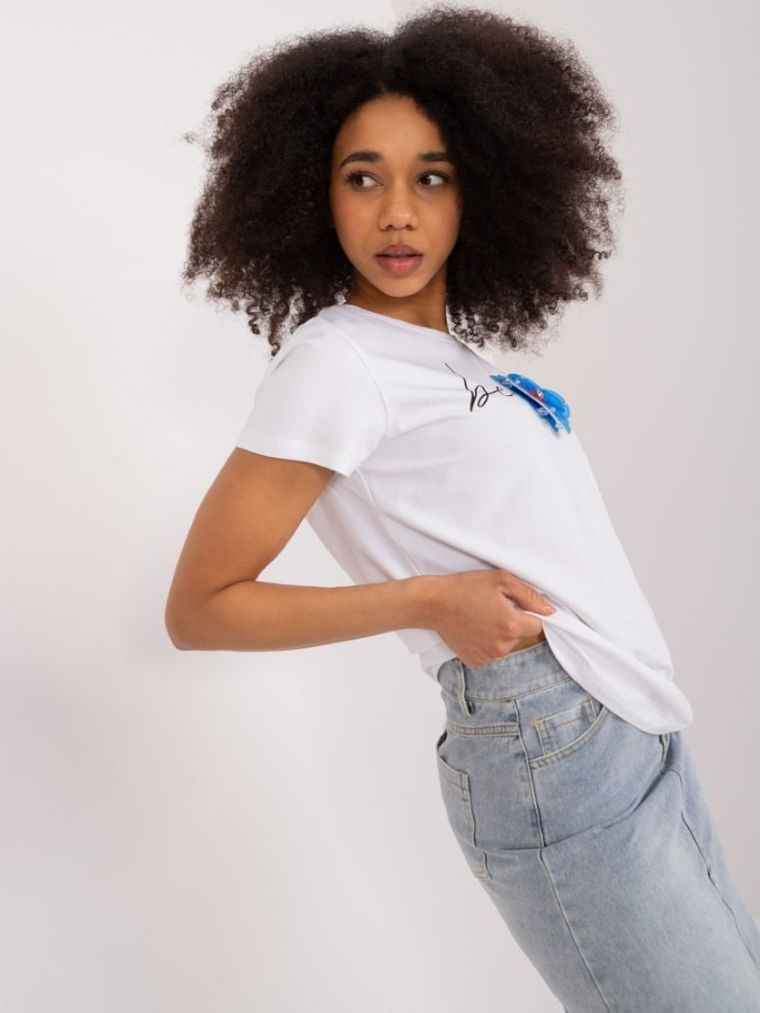 T-shirt damski, biały, Basic Feel Good