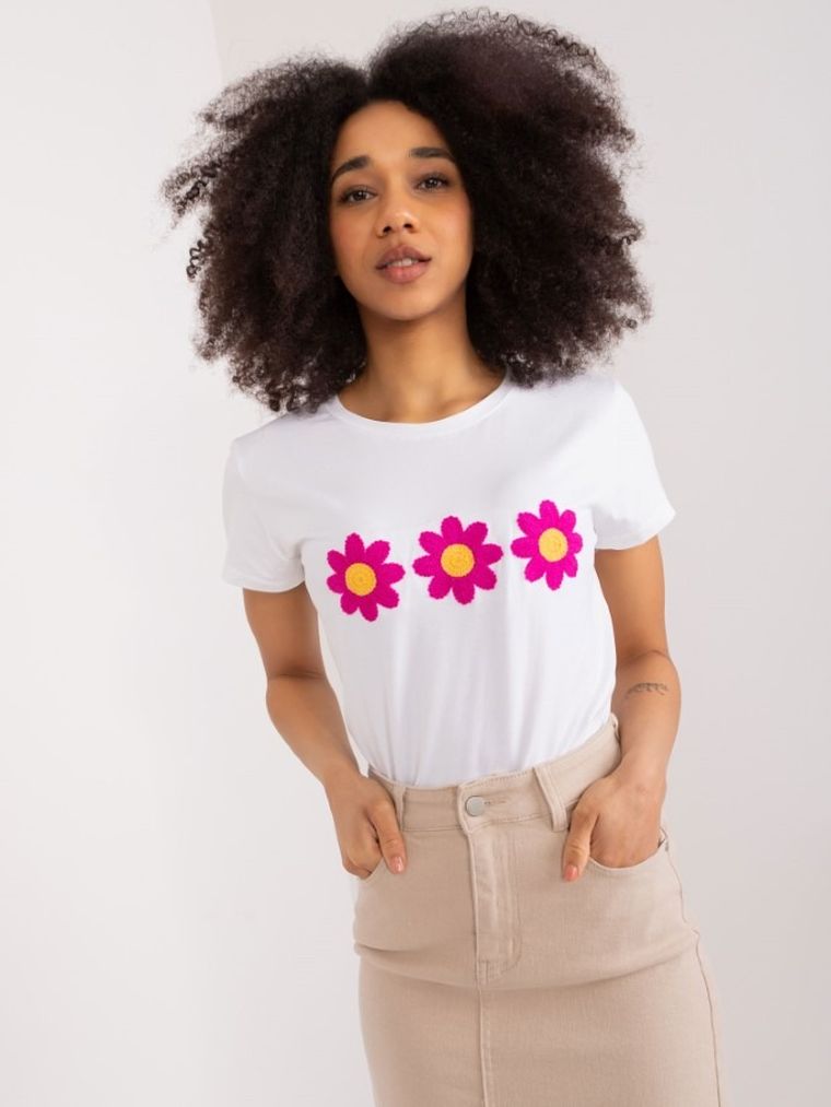 T-shirt damski, biały, Basic Feel Good