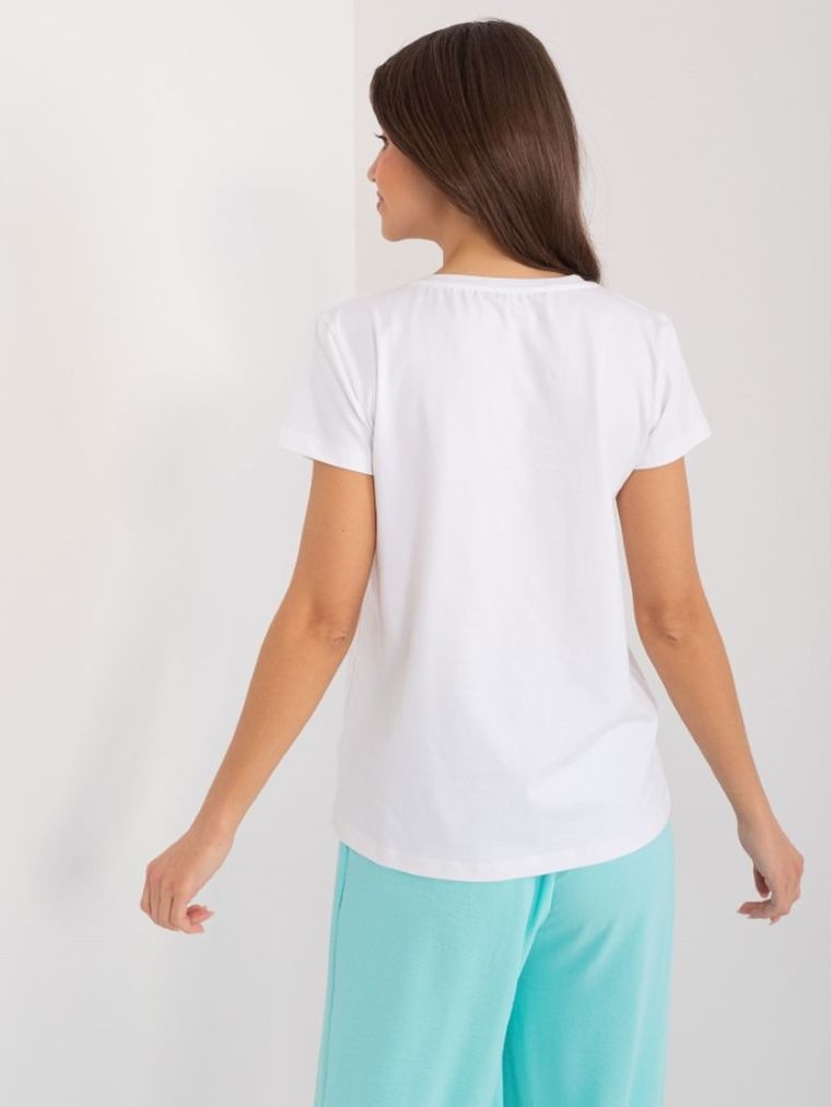 T-shirt damski, biały, Basic Feel Good