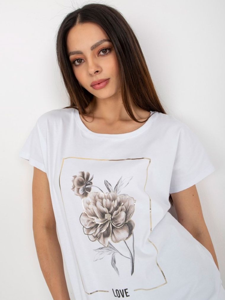 T-shirt damski, biały, Rue Paris