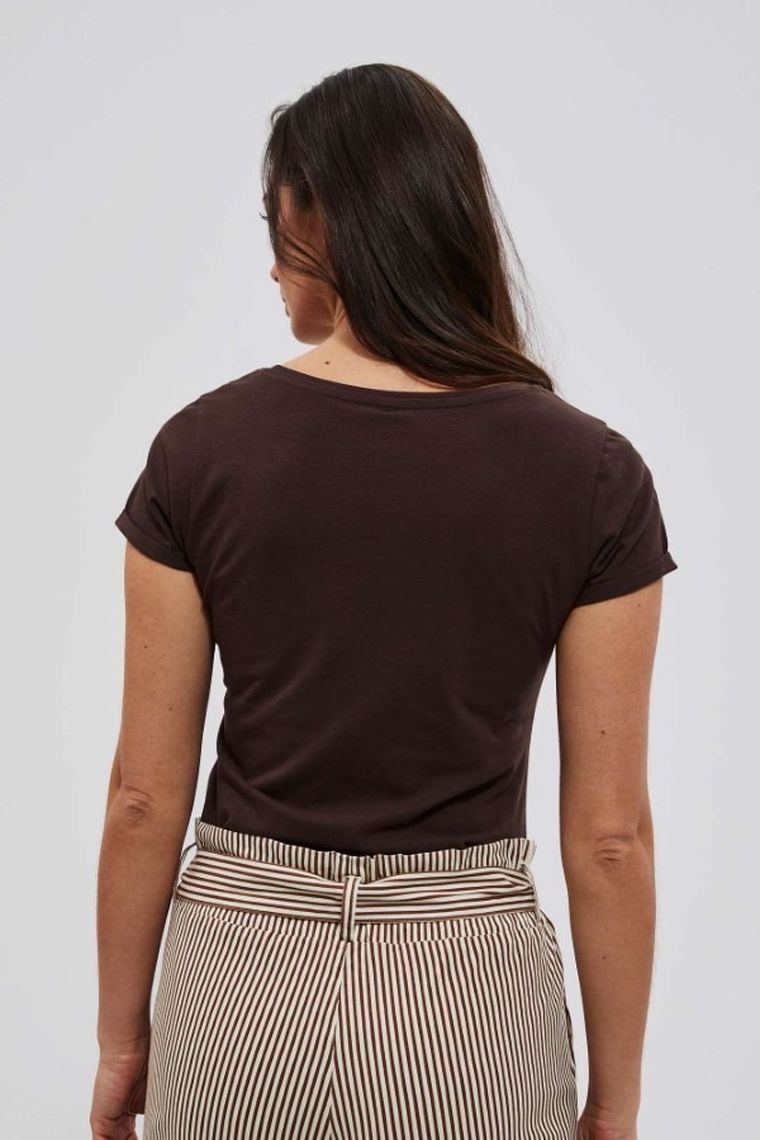 T-shirt damski, brązowy, Moodo