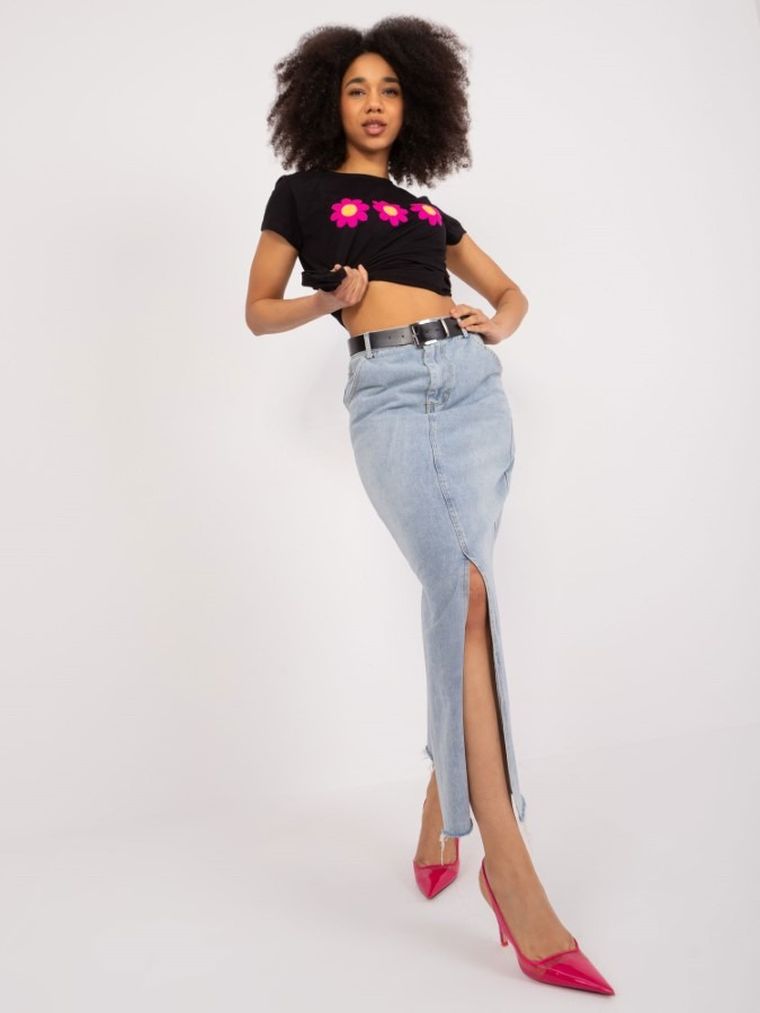 T-shirt damski, czarny, Basic Feel Good