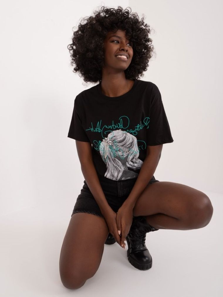 T-shirt damski, czarny, Mint