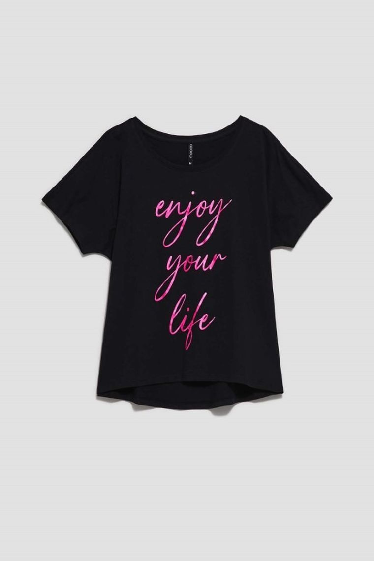 T-shirt damski, czarny, Moodo