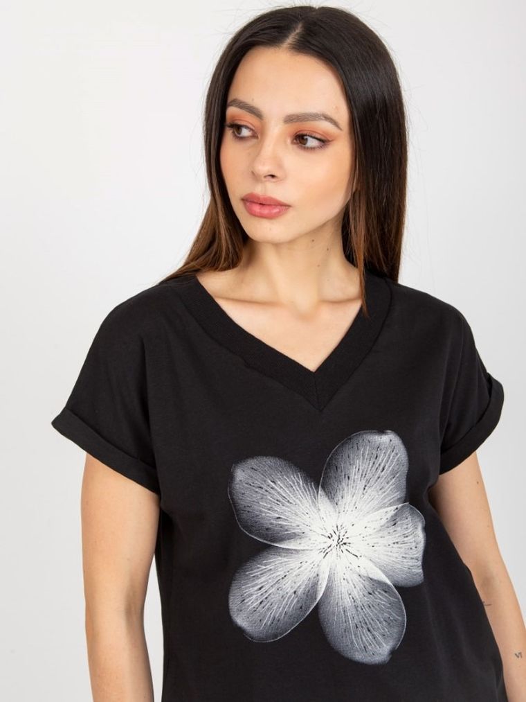 T-shirt damski, czarny, Rue Paris