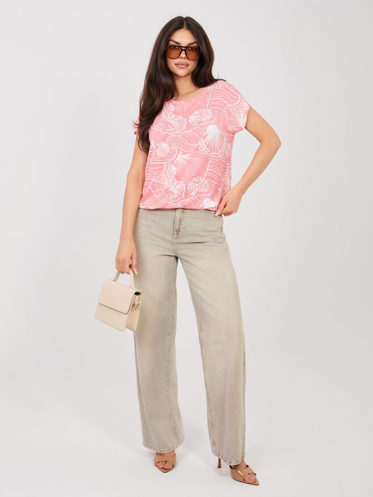 T-shirt damski, koralowy, Sublevel