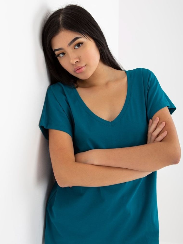 T-shirt damski, niebieski, Basic Feel Good