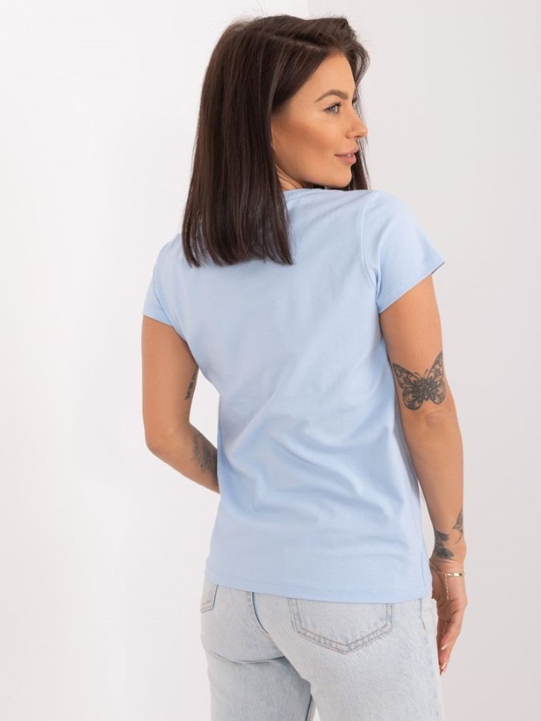 T-shirt damski, niebieski, Basic Feel Good