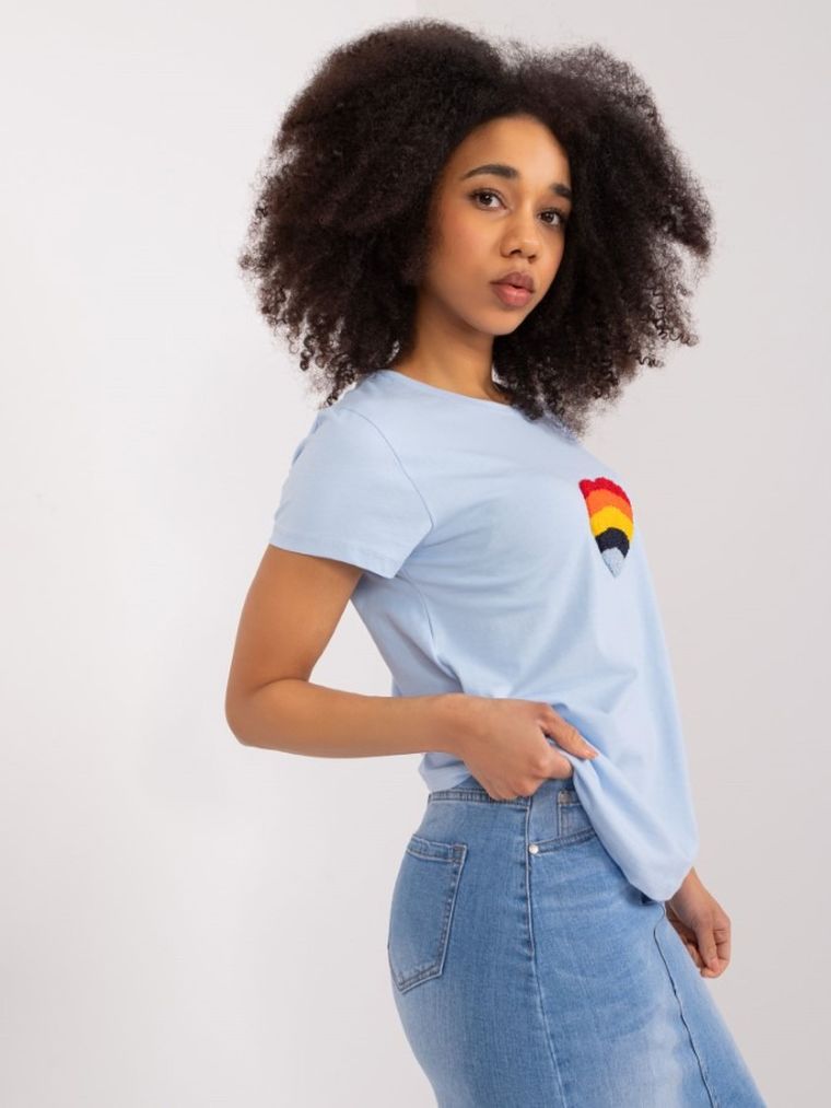 T-shirt damski, niebieski, Basic Feel Good