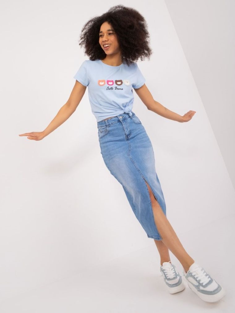 T-shirt damski, niebieski, Basic Feel Good