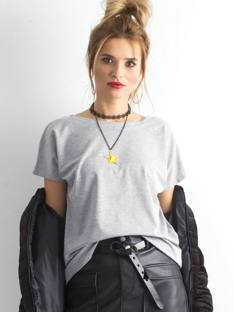 T-shirt damski, szary, Basic Feel Good